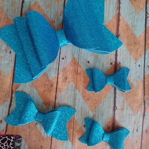 Water resistant Blue glitter butterfly bow